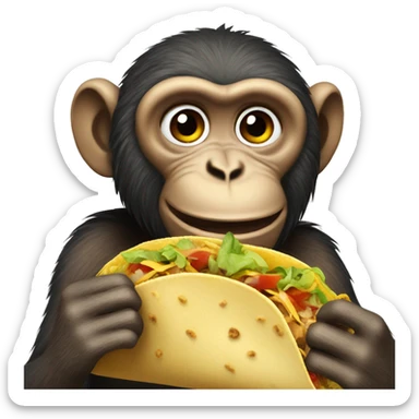 Monkey eating taco sticker