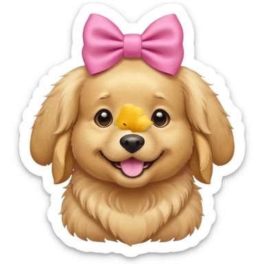 Golden retriever with a pink bow sticker