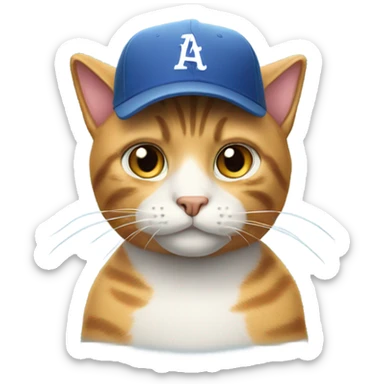 cat wearing baseballcap sticker