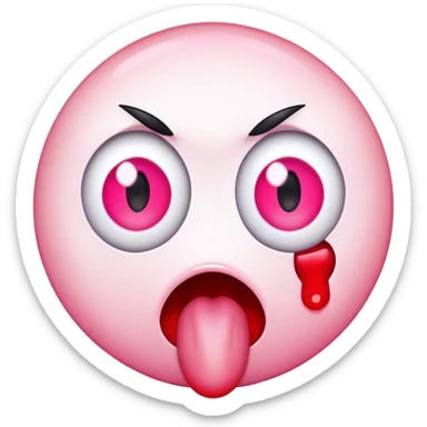 Red eyes with tongue sticking out sticker