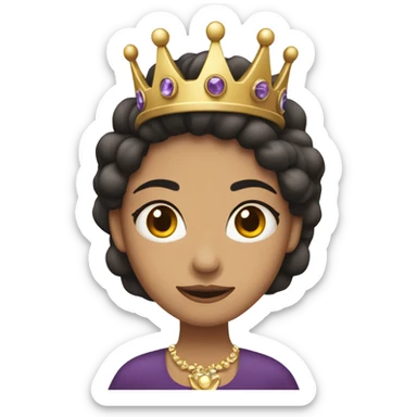 mujer morocha con corona plateada con piedras moradas sticker