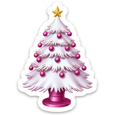 White Christmas tree with pink ornaments sticker
