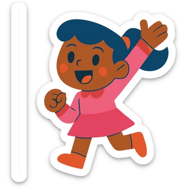 a character wearing pink clothes, vibrant and cheerful sticker