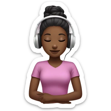 Black girl getting massage with headphones on sticker