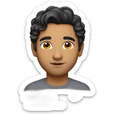 indian man, no beard, short black wavy hair, oval face, fair complexion sticker