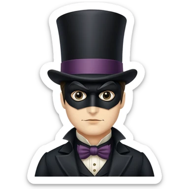 Batman with his black mask wearing Victorian era clothes with top hat sticker