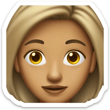 Woman of skin colour D99B61 with back hair with just a few yellow highlights and a small pimple in the middle of her chin. Make her eyes brown sticker