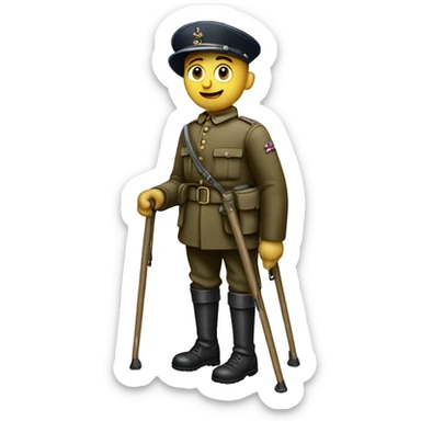 disabled ww1 soldie with amputation on crutches sticker