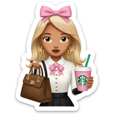 Aesthetic and BADDIE with bows and some starbucks coffee and dior bag sticker
