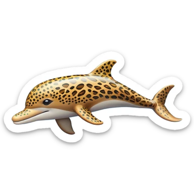 the dolphin emoji, but instead of blue skin it has leopard skin on the whole body (no blue anymore) and only one fin on the back like normal dolphins sticker