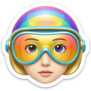 gold simulation rainbow visor goggles sticker