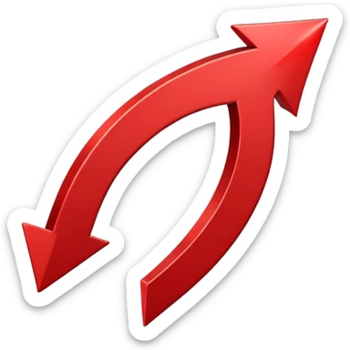 A curved red arrow facing downwards sticker