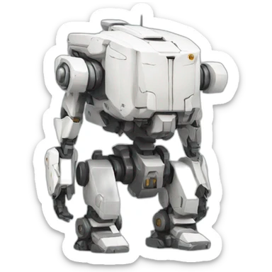 white battle mech sticker