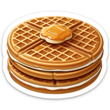 Stroopwafel Cinematic Realistic Stroopwafel Dessert Emoji, depicted as a single, flat, delicate caramel-filled waffle cookie rendered with crisp textures and warm, inviting lighting. sticker