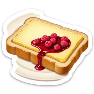 a slice of bread with butter and raspberry jam sticker