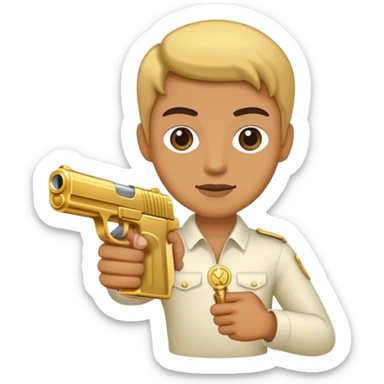 make a gun golding a person sticker