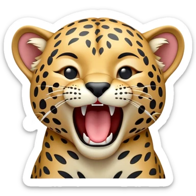 cinematic-cute-yawning-jaguar-portrait-emoji,-head-tilted-slightly-with-a-dramatic,-wide-open-yawn,-showcasing-a-lithe,-graceful-build-with-distinctive-rosette-patterns-and-sleepy,-half-closed-eyes,-simplified-yet-irresistibly-adorable sticker