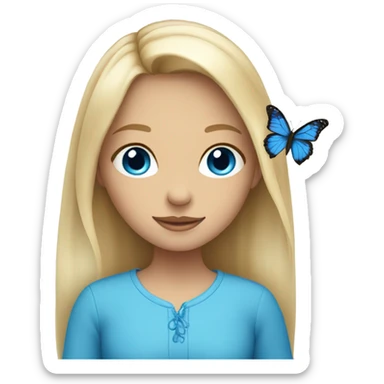 Blond girl blue eyes blue butterfly  sticker