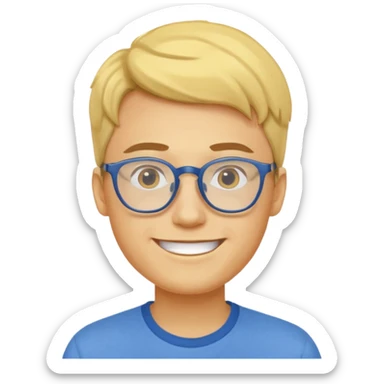 Emoji of a yellow young man with glasses and a blue shirt sticker