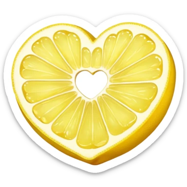 Realistic heart shaped lemon slice sticker