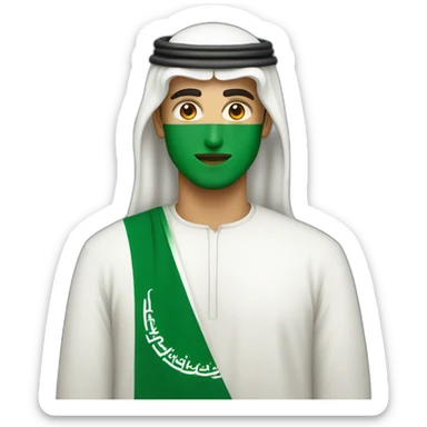 Saudi Man with Saudi flag sticker