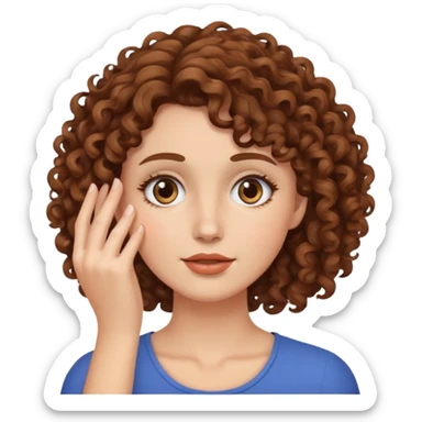 Female face palm with fair skin and brown curly hair  sticker