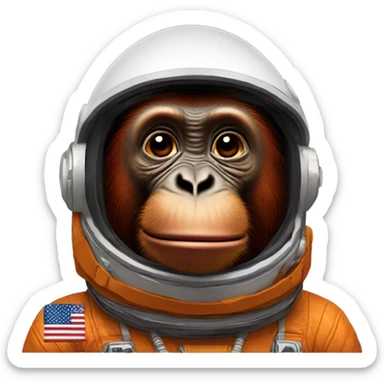 The common orangutan emoji, but with n astronaut helmet sticker