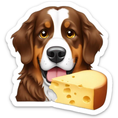 Bernese mountain eating cheese fondue sticker