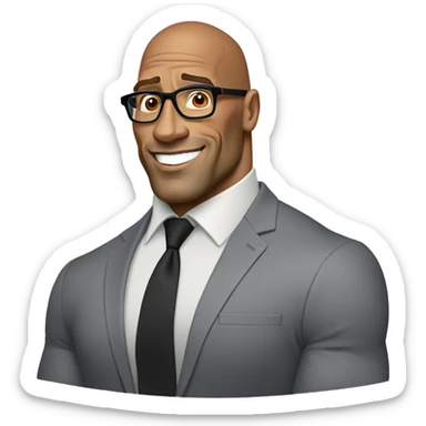 Dwayne the rock Johnson with a man with brown hair and glasses  sticker