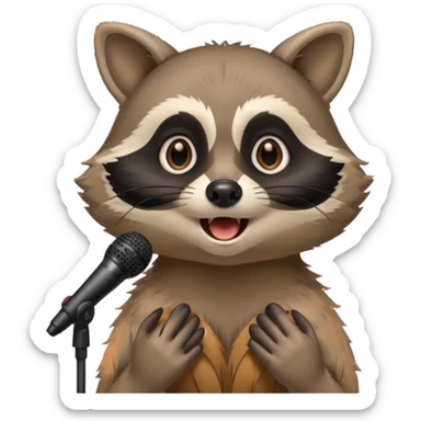 Racoon singing with mic  sticker