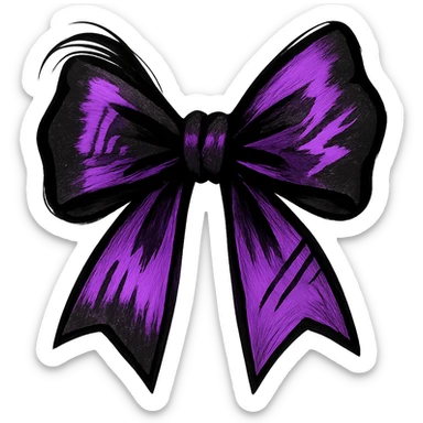 emo bow, black and purple, expressive and stylish, remove background sticker