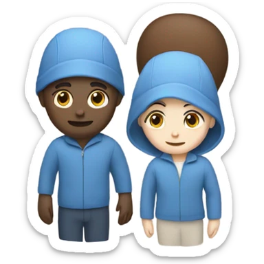 three white people in blue clothes sticker