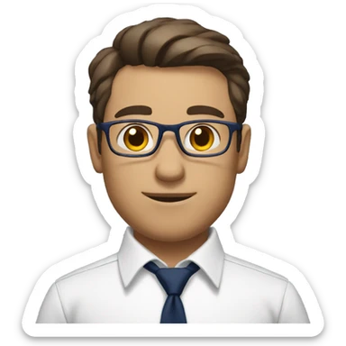 A modern man with glass white shirt and  navy blue tie and book in hand sticker