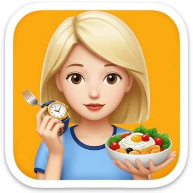 Girl enjoying food with watch sticker