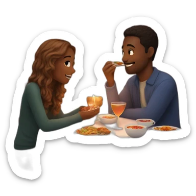 cozy dinner date for couples sticker