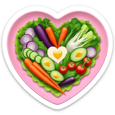 green salad in a pink heart shaped plate   sticker