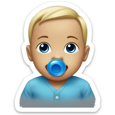 Baby boy with a blue pacifier sticker