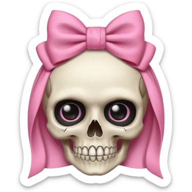 A skull with a pink bow on her head sticker