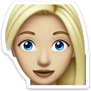 blue eyes female blonde with cash in hand sticker