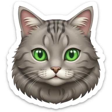 Gray tabby cat with green eyes  sticker