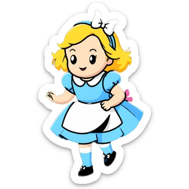 Alice in Wonderland performing a curtsey bow sticker