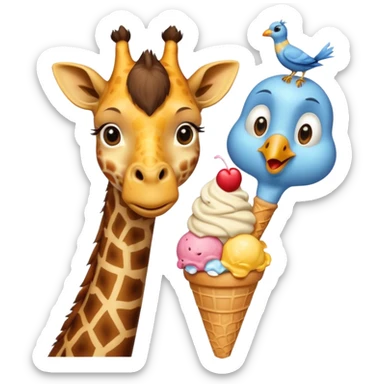 Giraffe with Ice Creams
Giraffe sharing cone with bird



 sticker