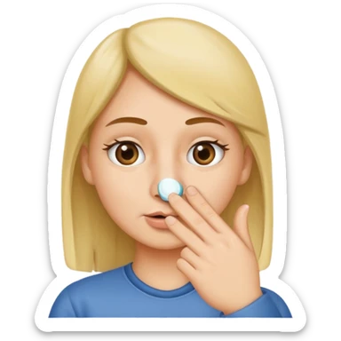 Putting finger in a nose sticker