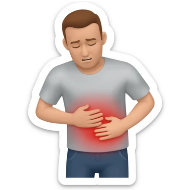man holding stomach hurting sticker