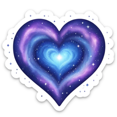Indigo colour galaxy heart  sticker