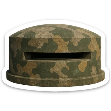A realistic military pillbox with a camouflage pattern. sticker