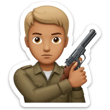 a guy shooting sticker