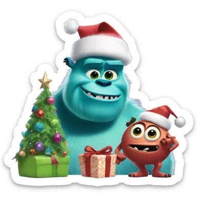 Monsters Inc christmas mood sticker