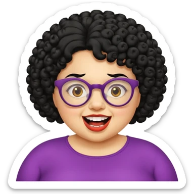 short fat lady with glasses ,crooked teeth and crazy curly black hair sticker