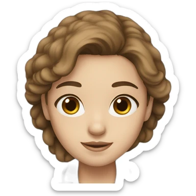 Girl white skin brown hair brown eyes doctor sticker